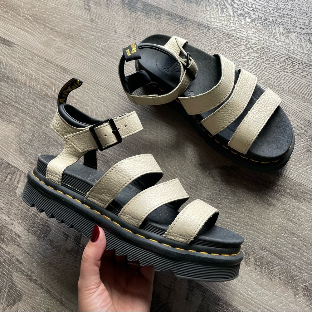 Dr. Martens Cream Leather Platform Sandals